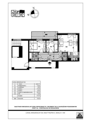 Plan Proins mieszkanie w inwestycji ul. Centralna Centralna - etap I, bud. B1, B2, B3
