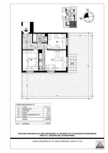 Plan Proins mieszkanie w inwestycji ul. Centralna Centralna - etap I, bud. B1, B2, B3