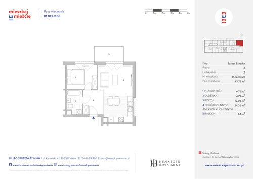 Plan Henniger Investment S.A. mieszkanie w inwestycji ul. Banacha Mieszkaj w Mieście - Zacisze Banacha