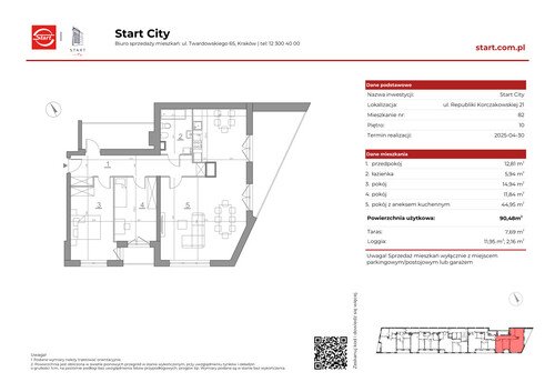 Plan Grupa Deweloperska START mieszkanie w inwestycji ul. Republiki Korczakowskiej 21 Start City