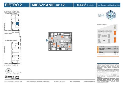 Plan Inter-Bud Developer Sp. z o.o. mieszkanie w inwestycji os. Bohaterów Września Piasta Towers - bud. 86a