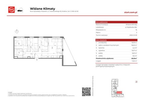 Plan Grupa Deweloperska START mieszkanie w inwestycji ul. Myśliwska 68c Wiślane Klimaty