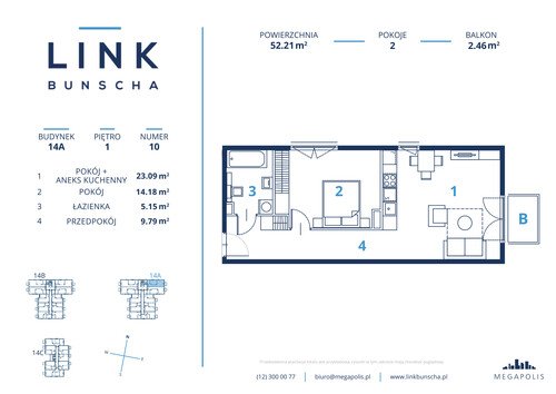 Plan Megapolis Sp. z o.o. mieszkanie w inwestycji ul. Bunscha 14A, 14B, 14C Link Bunscha