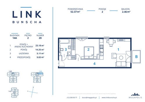 Plan Megapolis Sp. z o.o. mieszkanie w inwestycji ul. Bunscha 14A, 14B, 14C Link Bunscha