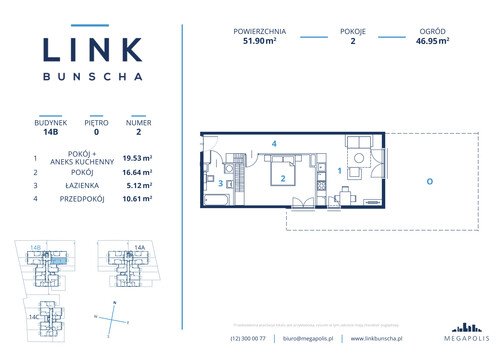 Plan Megapolis Sp. z o.o. mieszkanie w inwestycji ul. Bunscha 14A, 14B, 14C Link Bunscha