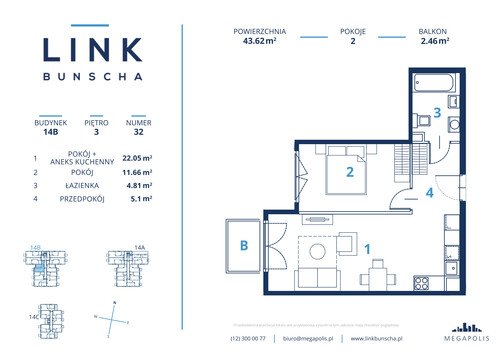 Plan Megapolis Sp. z o.o. mieszkanie w inwestycji ul. Bunscha 14A, 14B, 14C Link Bunscha