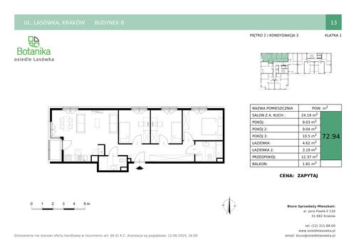 Plan Stylhut Plus sp. z o.o. mieszkanie w inwestycji ul. Lasówka Osiedle Lasówka - bud. B