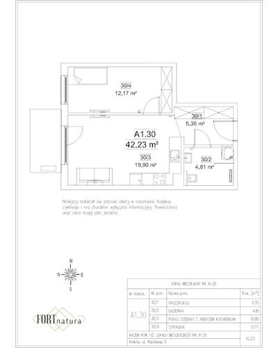 Plan Frax-Bud mieszkanie w inwestycji ul. Wybickiego 5 FORTnatura - budynek A1