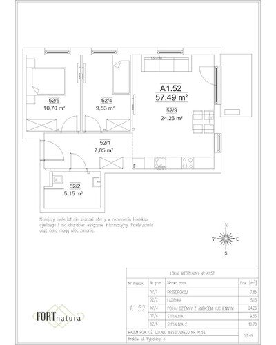 Plan Frax-Bud mieszkanie w inwestycji ul. Wybickiego 5 FORTnatura - budynek A1