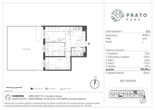 Plan Apartamenty Nowohucka Sp. z o.o. mieszkanie w inwestycji ul. Na Łąkach Prato Park