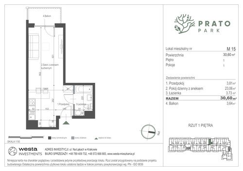 Plan Apartamenty Nowohucka Sp. z o.o. mieszkanie w inwestycji ul. Na Łąkach Prato Park