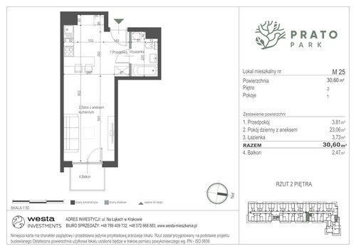 Plan Apartamenty Nowohucka Sp. z o.o. mieszkanie w inwestycji ul. Na Łąkach Prato Park