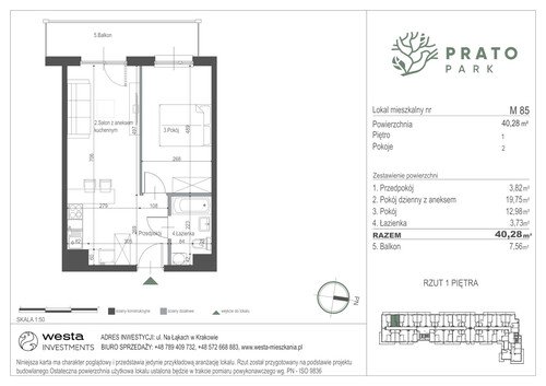 Plan Apartamenty Nowohucka Sp. z o.o. mieszkanie w inwestycji ul. Na Łąkach Prato Park