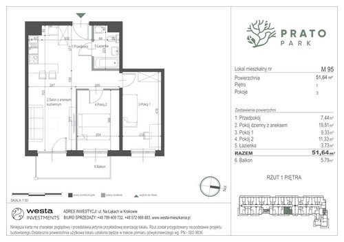 Plan Apartamenty Nowohucka Sp. z o.o. mieszkanie w inwestycji ul. Na Łąkach Prato Park