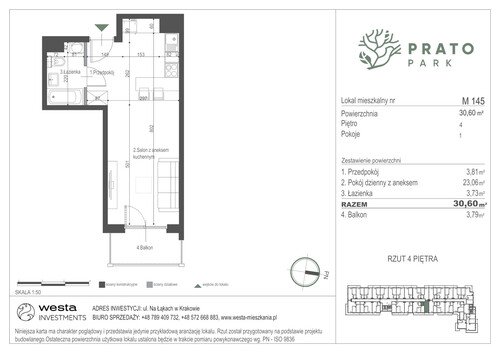 Plan Apartamenty Nowohucka Sp. z o.o. mieszkanie w inwestycji ul. Na Łąkach Prato Park