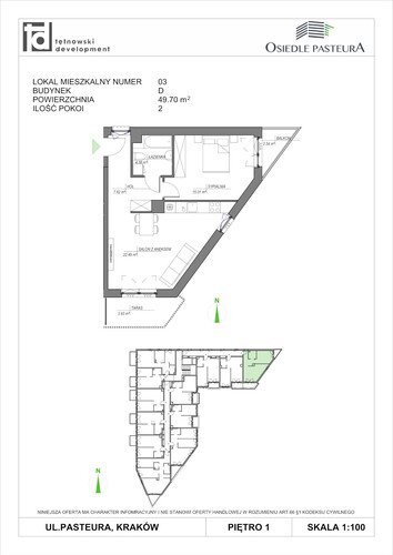 Plan Tętnowski Development mieszkanie w inwestycji ul. Pasteura Osiedle Pasteura - IV etap