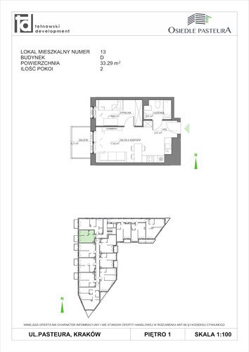 Plan Tętnowski Development mieszkanie w inwestycji ul. Pasteura Osiedle Pasteura - IV etap