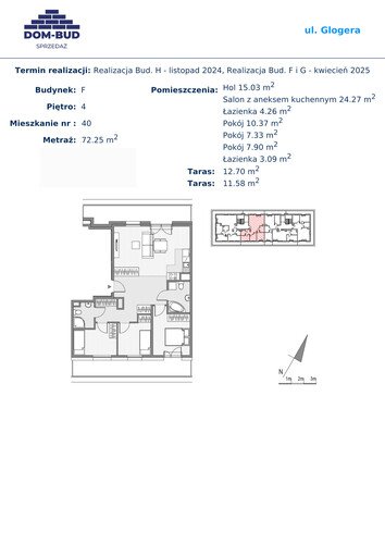 Plan Dom-Bud M. Szaflarski Spółka Jawna mieszkanie w inwestycji ul. Glogera ul. Glogera, bud. F