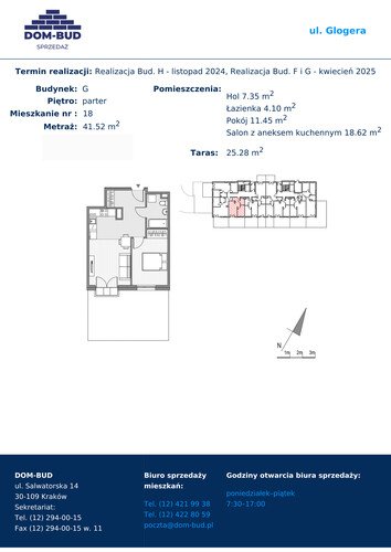 Plan Dom-Bud M. Szaflarski Spółka Jawna mieszkanie w inwestycji ul. Glogera ul. Glogera, bud. G