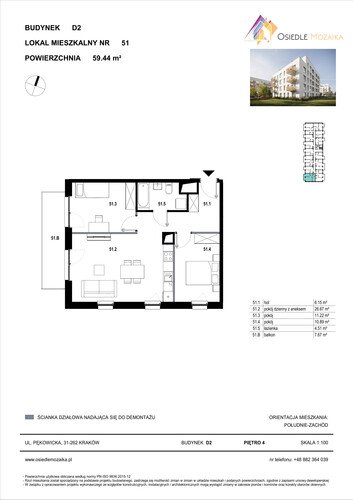 Plan KG Group Sp. z o.o. mieszkanie w inwestycji  Osiedle Mozaika - bud. D2