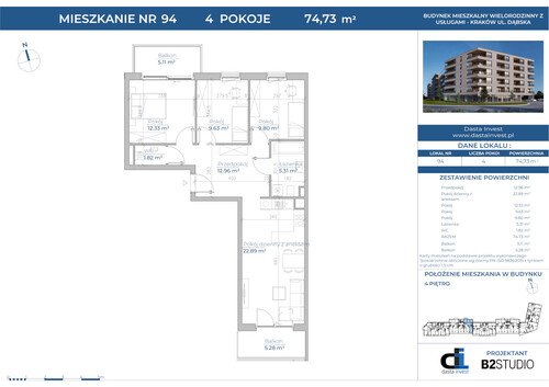 Plan Dasta Invest Sp. z o.o. mieszkanie w inwestycji ul. Dąbska Dąbska Pools