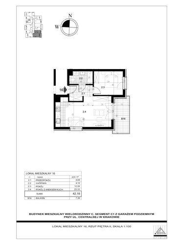 Plan Proins mieszkanie w inwestycji ul. Centralna Centralna - etap II, bud. C1