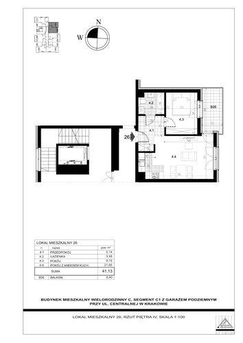 Plan Proins mieszkanie w inwestycji ul. Centralna Centralna - etap II, bud. C1