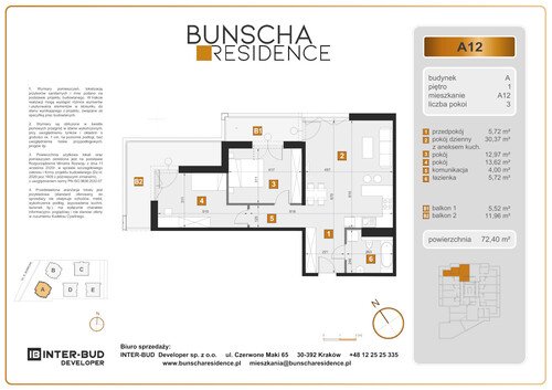 Plan Inter-Bud Developer Sp. z o.o. mieszkanie w inwestycji ul. Bunscha Bunscha Residence (wkrótce w sprzedaży) 