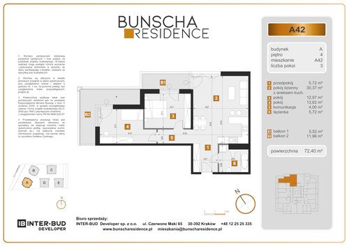 Plan Inter-Bud Developer Sp. z o.o. mieszkanie w inwestycji ul. Bunscha Bunscha Residence (wkrótce w sprzedaży) 