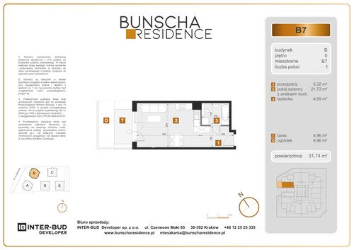 Plan Inter-Bud Developer Sp. z o.o. mieszkanie w inwestycji ul. Bunscha Bunscha Residence