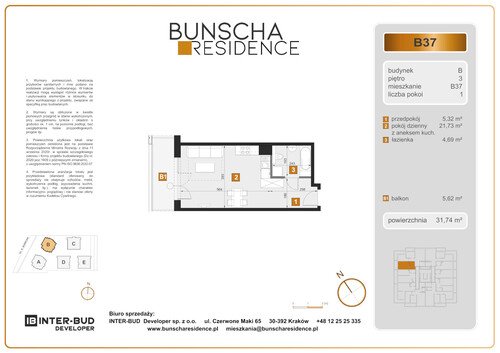 Plan Inter-Bud Developer Sp. z o.o. mieszkanie w inwestycji ul. Bunscha Bunscha Residence (wkrótce w sprzedaży) 