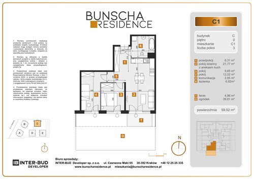 Plan Inter-Bud Developer Sp. z o.o. mieszkanie w inwestycji ul. Bunscha Bunscha Residence (wkrótce w sprzedaży) 