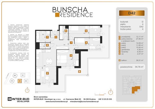 Plan Inter-Bud Developer Sp. z o.o. mieszkanie w inwestycji ul. Bunscha Bunscha Residence (wkrótce w sprzedaży) 