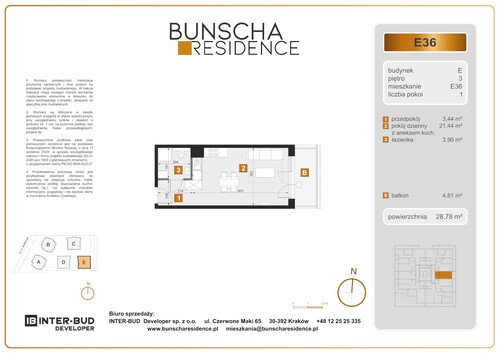 Plan Inter-Bud Developer Sp. z o.o. mieszkanie w inwestycji ul. Bunscha Bunscha Residence (wkrótce w sprzedaży) 