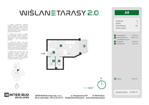 Plan Inter-Bud Developer Sp. z o.o. apartament w inwestycji ul. Grzegórzecka Wiślane Tarasy 2.0 - bud. C (wkrótce w sprzedaży)