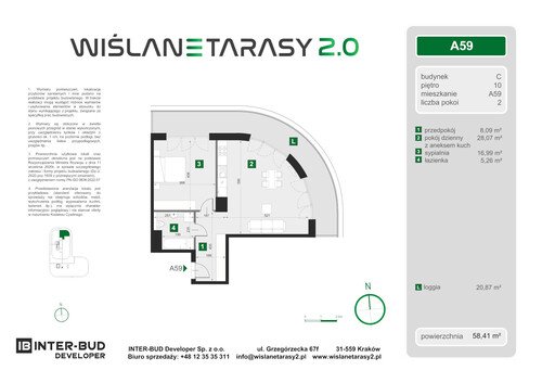 Plan Inter-Bud Developer Sp. z o.o. apartament w inwestycji ul. Grzegórzecka Wiślane Tarasy 2.0 - bud. C (wkrótce w sprzedaży)