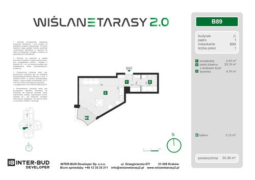 Plan Inter-Bud Developer Sp. z o.o. apartament w inwestycji ul. Grzegórzecka Wiślane Tarasy 2.0 - bud. C (wkrótce w sprzedaży)