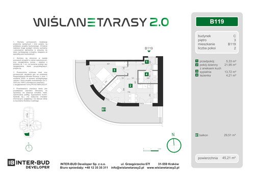 Plan Inter-Bud Developer Sp. z o.o. apartament w inwestycji ul. Grzegórzecka Wiślane Tarasy 2.0 - bud. C (wkrótce w sprzedaży)