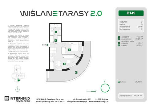 Plan Inter-Bud Developer Sp. z o.o. apartament w inwestycji ul. Grzegórzecka Wiślane Tarasy 2.0 - bud. C (wkrótce w sprzedaży)