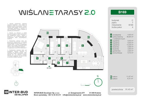 Plan Inter-Bud Developer Sp. z o.o. apartament w inwestycji ul. Grzegórzecka Wiślane Tarasy 2.0 - bud. C (wkrótce w sprzedaży)