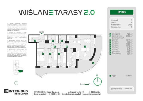 Plan Inter-Bud Developer Sp. z o.o. apartament w inwestycji ul. Grzegórzecka Wiślane Tarasy 2.0 - bud. C (wkrótce w sprzedaży)