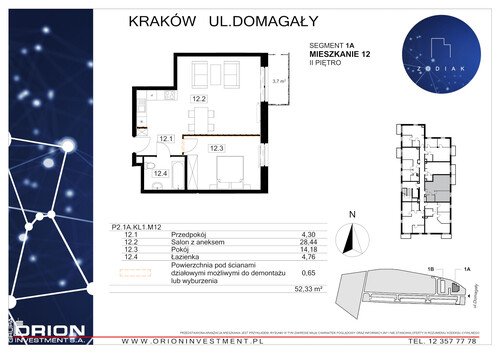 Plan Grupa Orion Investment S.A. mieszkanie w inwestycji ul. Domagały Osiedle Zodiak - bud. 39