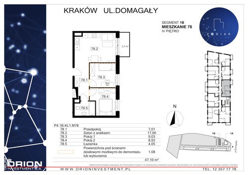 Plan Grupa Orion Investment S.A. mieszkanie w inwestycji ul. Domagały Osiedle Zodiak - bud. 39
