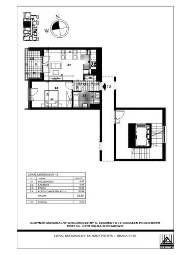 Plan Proins mieszkanie w inwestycji ul. Centralna Centralna - etap I, bud. A1, A2, A3