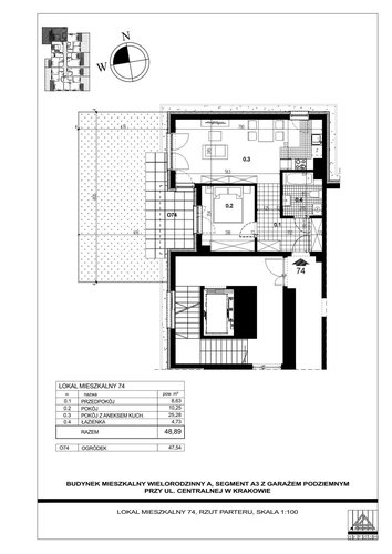 Plan Proins mieszkanie w inwestycji ul. Centralna Centralna - etap I, bud. A1, A2, A3