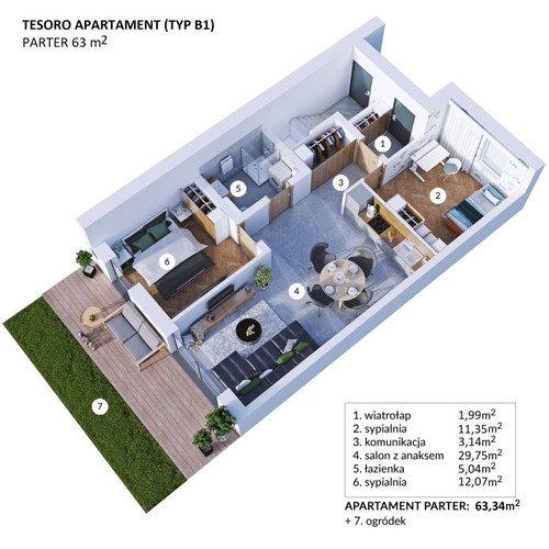 Plan Techniq apartament w inwestycji ul. Totus Tuus Tesoro Verde Residence - apartamenty