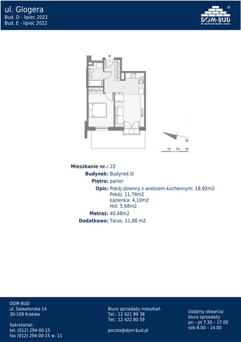 Plan Dom-Bud M. Szaflarski Spółka Jawna mieszkanie w inwestycji ul. Glogera  ul. Glogera, bud. D