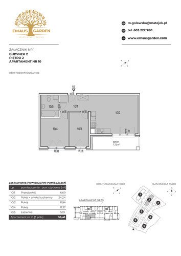 Plan Grupa Matejek apartament w inwestycji ul. Emaus / Borowego Emaus Garden
