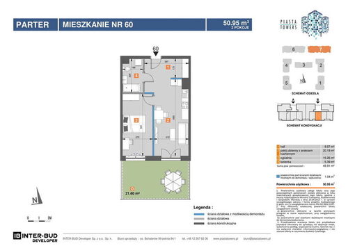 Plan Inter-Bud Developer Sp. z o.o. mieszkanie w inwestycji os. Bohaterów Września Piasta Towers - bud. 7