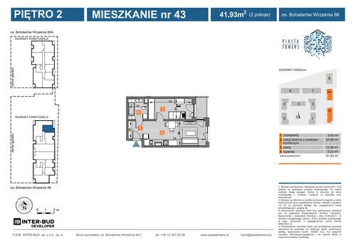 Plan Inter-Bud Developer Sp. z o.o. mieszkanie w inwestycji os. Bohaterów Września Piasta Towers - bud. 86